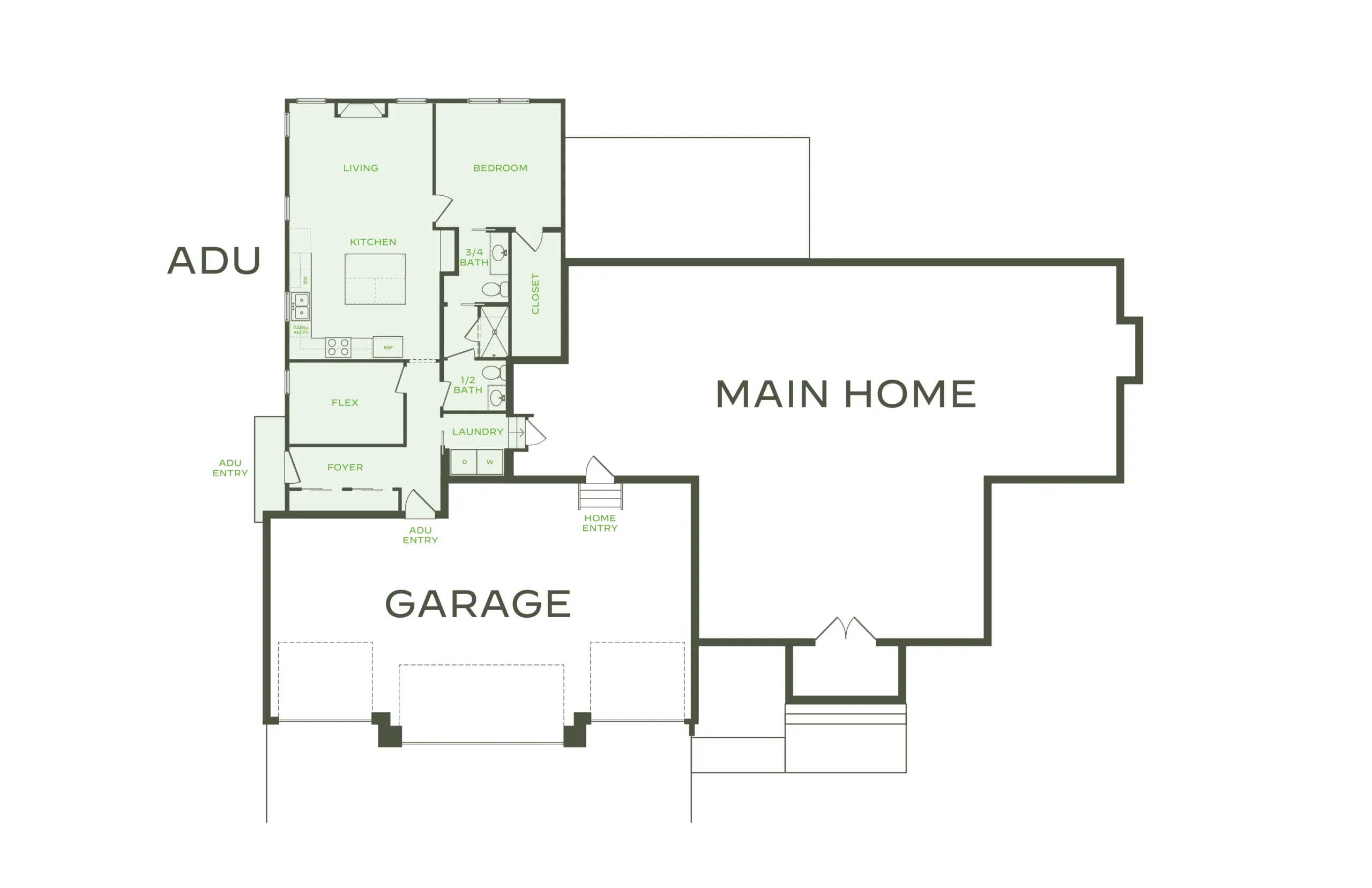 Multigenerational ADU floorplan