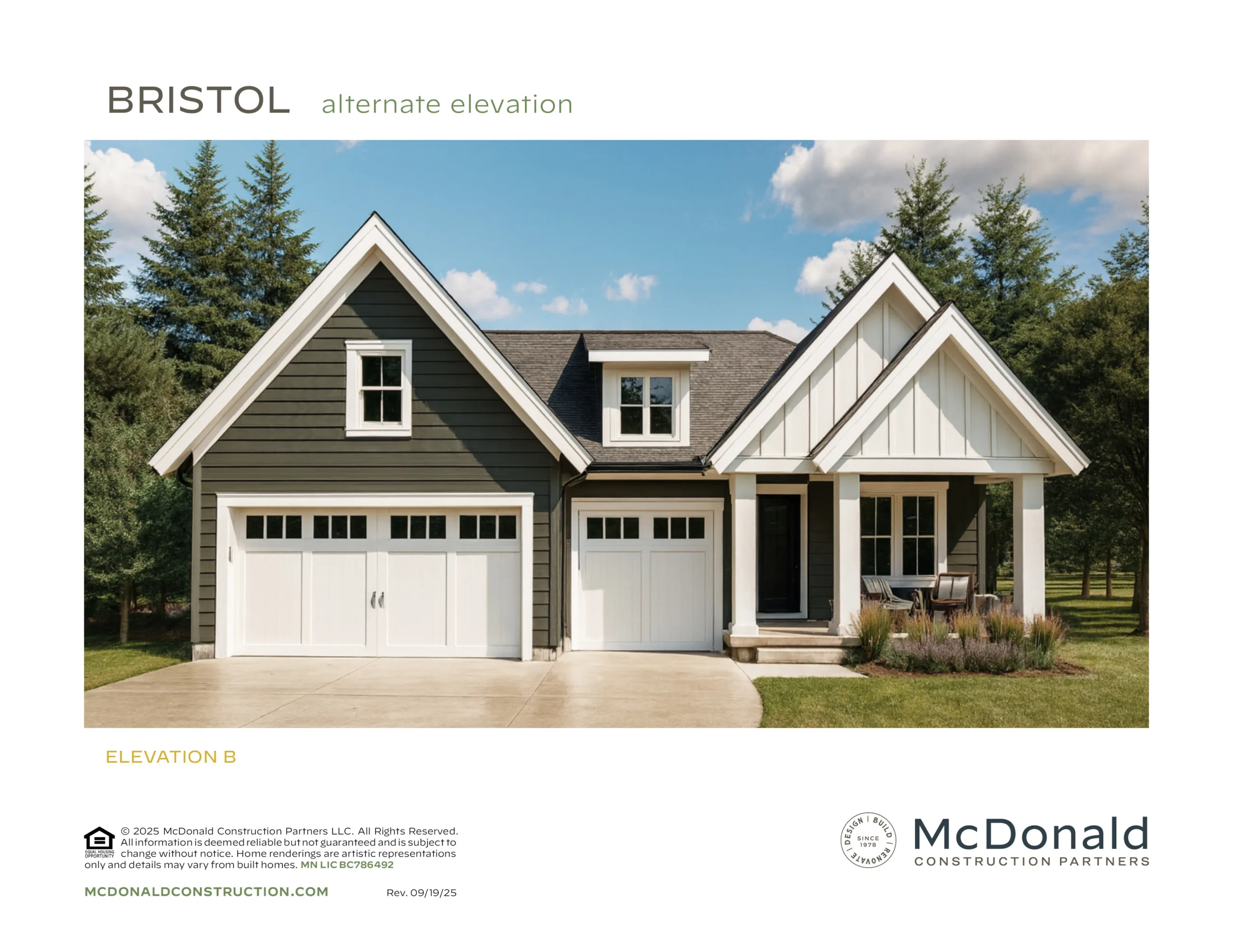 McDonald Construction Partners | Bristol Monogram Plan Elevation B